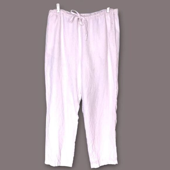 Orvis Womens Pants Sz M White Linen Lining High‎ Rise Drawstring Elastic Coastal - Picture 10 of 10
